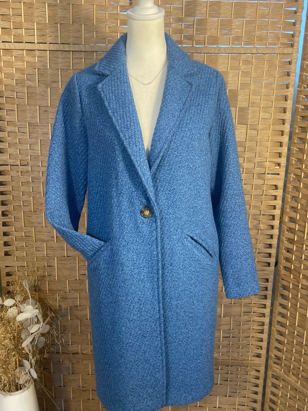 Blue Women’s Christian Soriano Single-Button Wool-Blend Coat